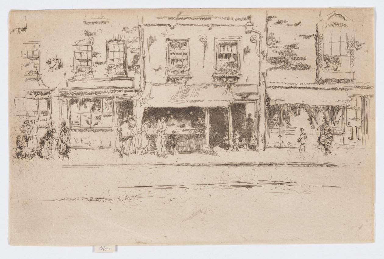 Loja de peixe, Chelsea, c.1884-86 (gravura; tinta sobre papel) de James Abbott McNeill Whistler
