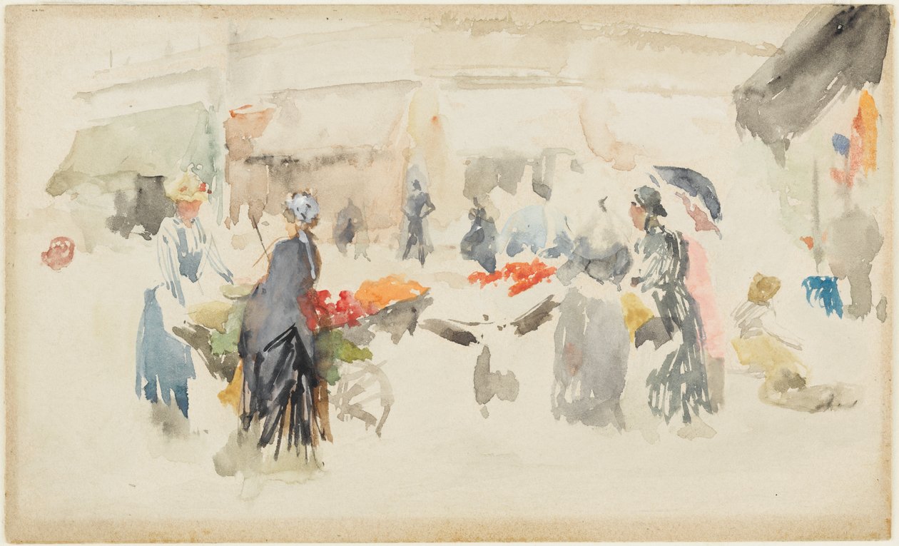 Mercado de flores-Dieppe de James Abbott McNeill Whistler