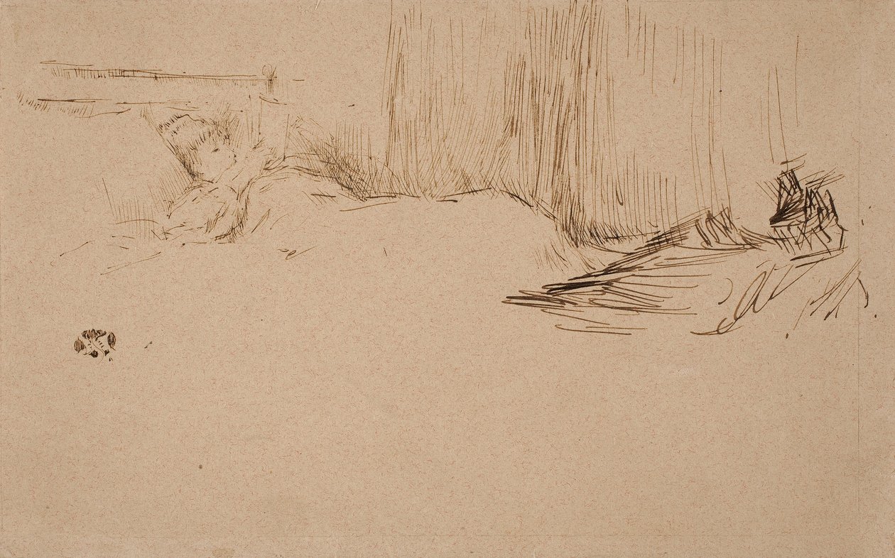 Menina lendo na cama, c.1882 de James Abbott McNeill Whistler