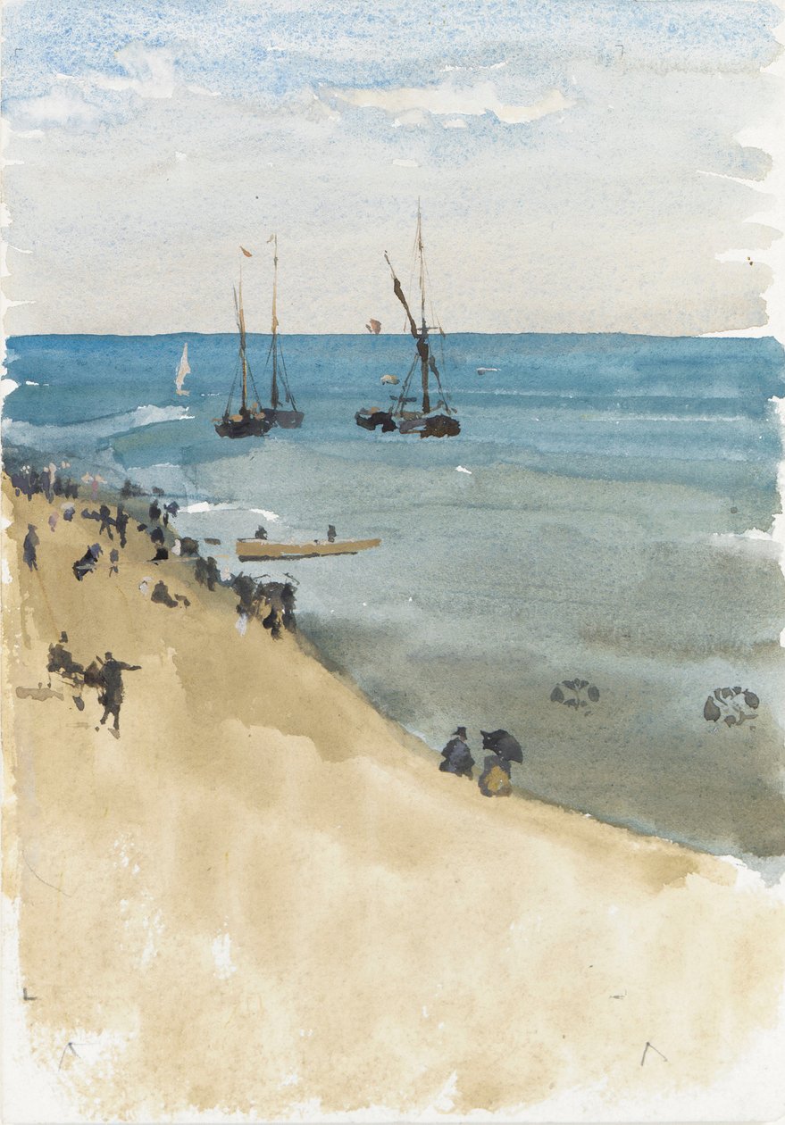 Verde e Prata - O Mar Brilhante, Dieppe, c.1883-85 (aguarela e guache sobre papel) de James Abbott McNeill Whistler