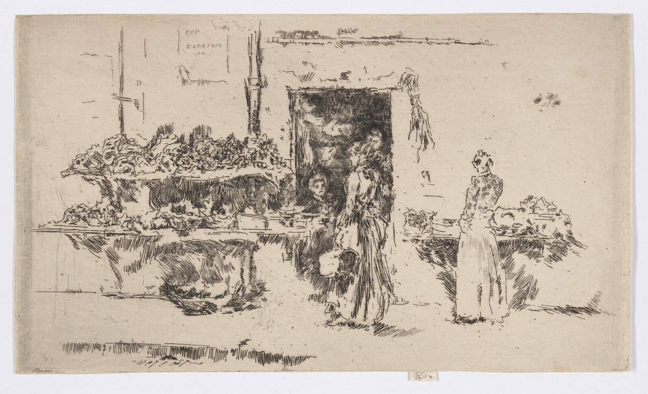 Loja de verduras, Paris, c.1892-93 (gravura; tinta sobre papel) de James Abbott McNeill Whistler