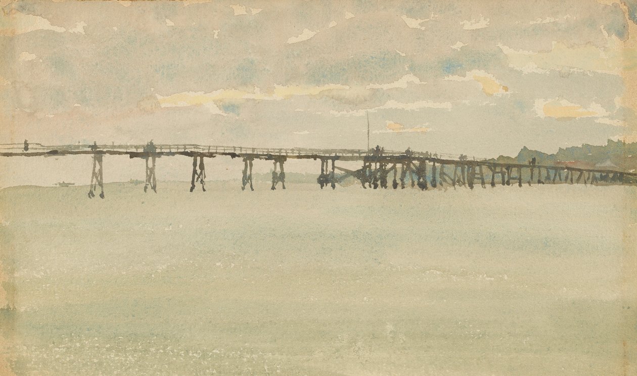 Cinza e Prata - Pier, Southend, 1882-1883. de James Abbott McNeill Whistler