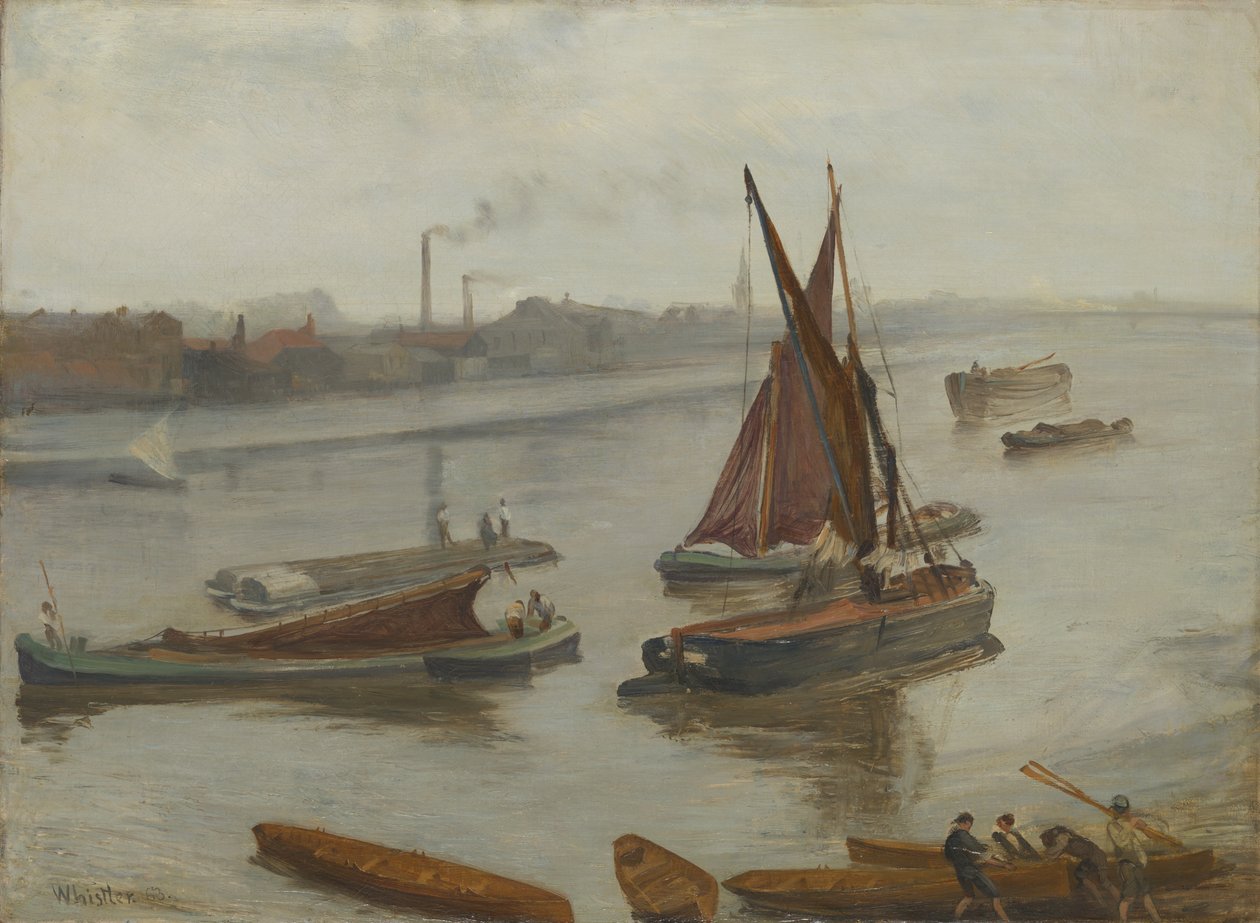 Cinzento e Prata: Old Battersea Reach, 1863. de James Abbott McNeill Whistler