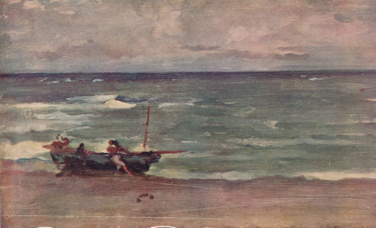 Harmonia em azul e prata: encalhar o barco, Etretat, c1897 de James Abbott McNeill Whistler