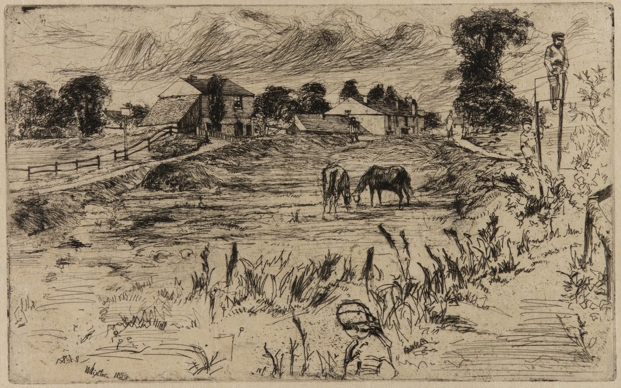 Landscape with Horses, 1859. de James Abbott McNeill Whistler