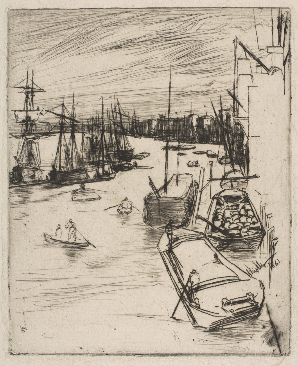 Pouco Wapping The Little Rotherhithe, 1861. de James Abbott McNeill Whistler