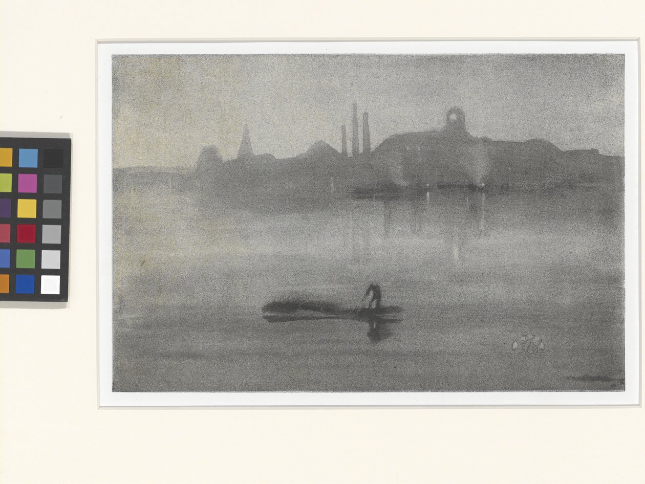 Nocturno: O Tamisa em Battersea (lithotint) de James Abbott McNeill Whistler