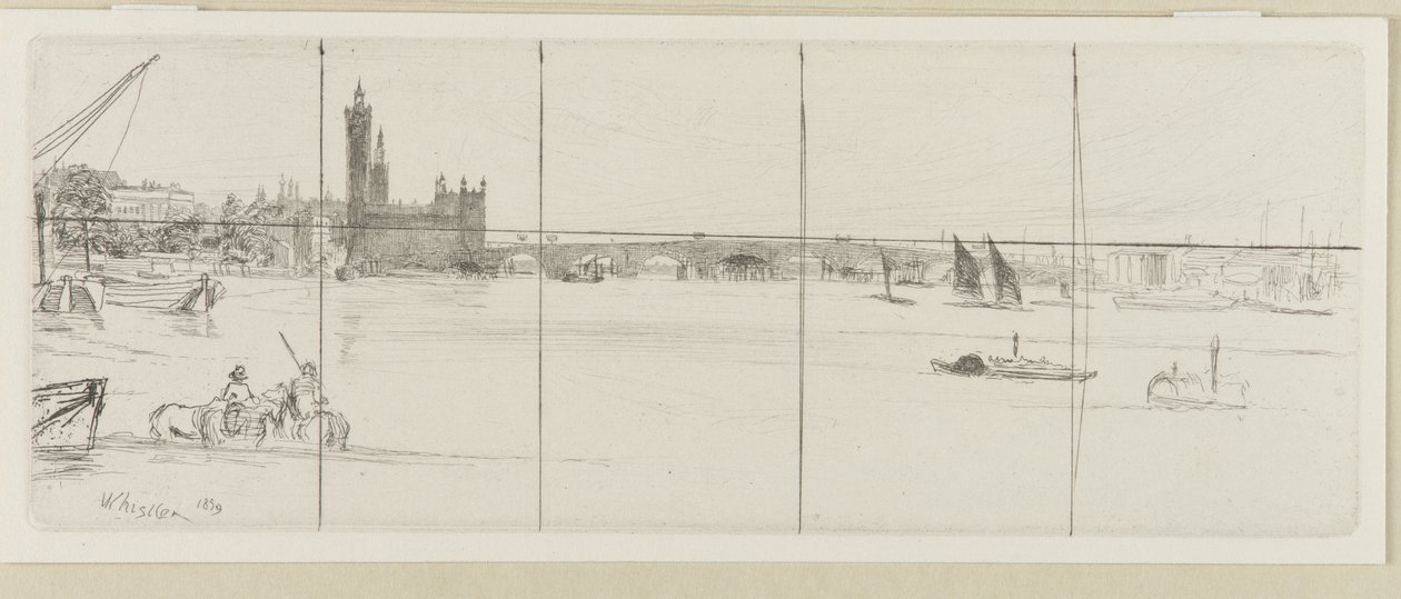 A velha ponte de Westminster, 1859. de James Abbott McNeill Whistler