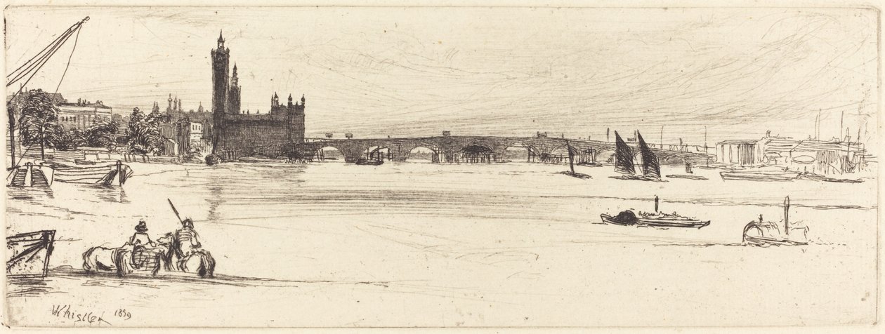 A velha ponte de Westminster, 1859. de James Abbott McNeill Whistler