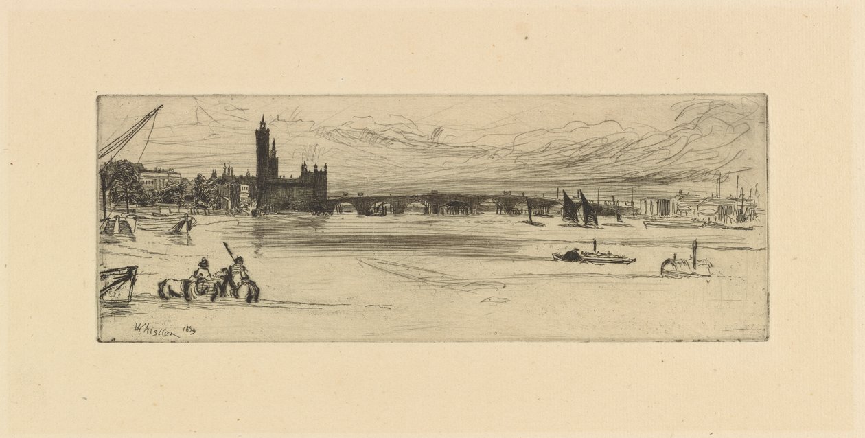 Ponte Velha de Westminster, 1859. de James Abbott McNeill Whistler