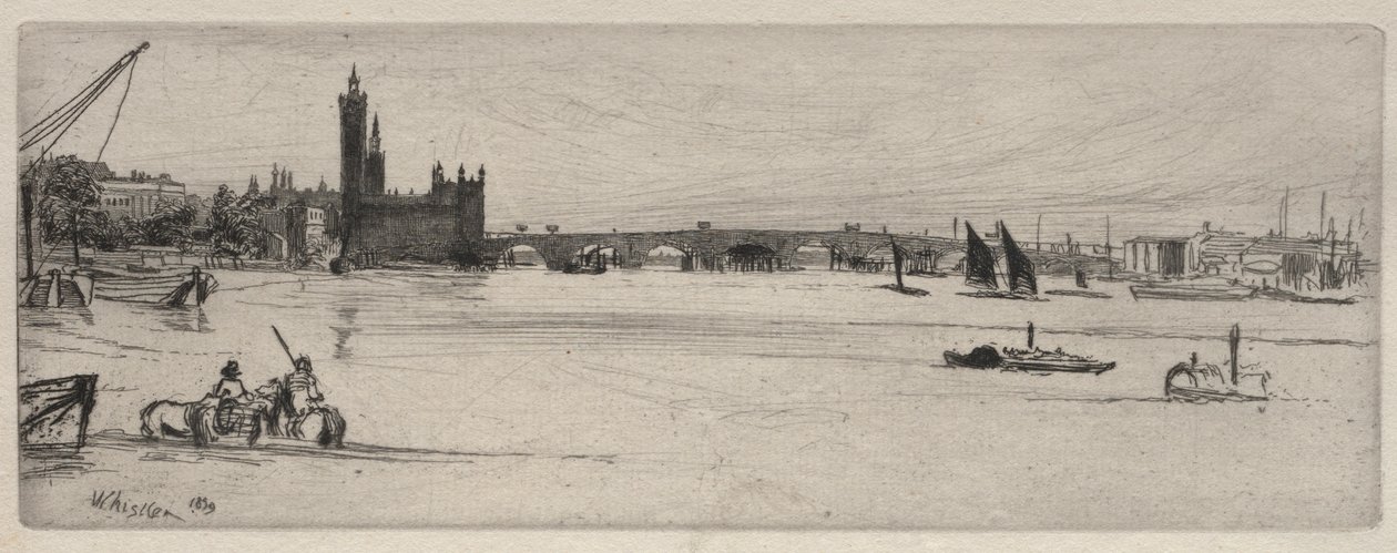 Ponte velha de Westminster, 1859. de James Abbott McNeill Whistler