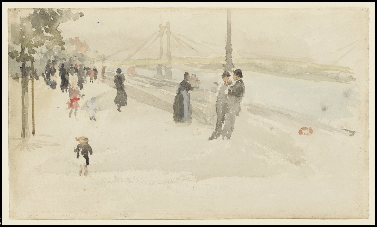 Rosa e prata - Chelsea, o aterro, c.1885 de James Abbott McNeill Whistler
