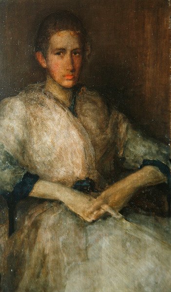 Retrato de Ellen Sturgis Hooper, c.1890 (óleo sobre painel de madeira) (ver também 419724) de James Abbott McNeill Whistler