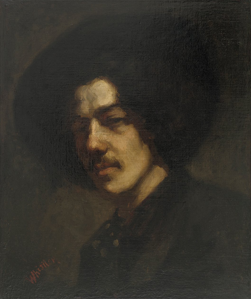 Retrato de Whistler com um chapéu, 1857-1859. de James Abbott McNeill Whistler
