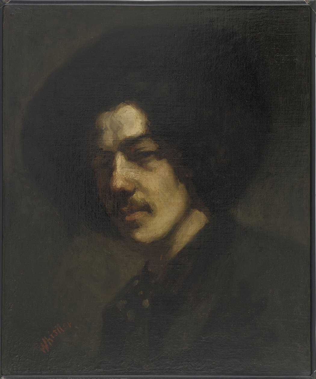 Retrato de Whistler com um chapéu, 1857-59 de James Abbott McNeill Whistler