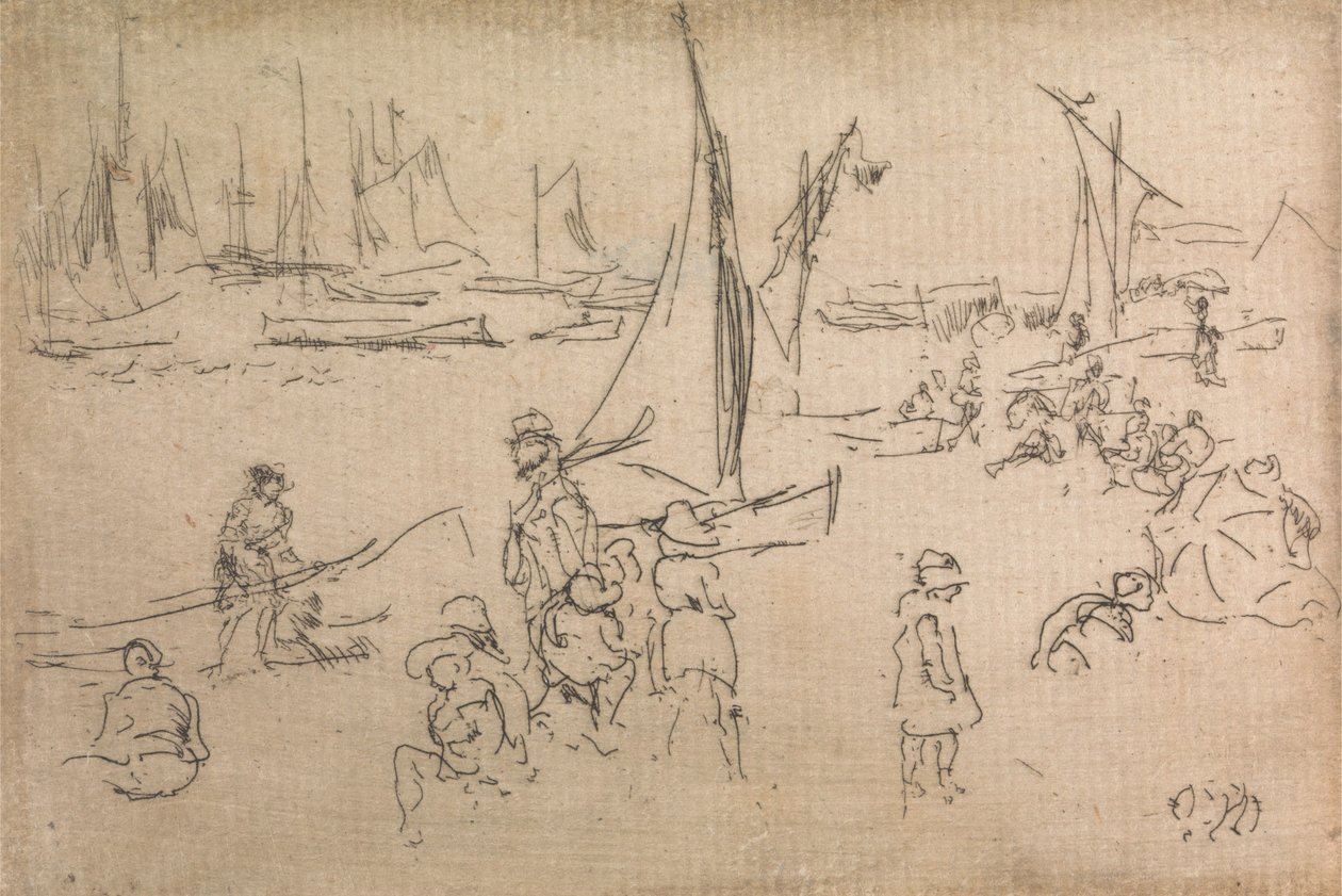 Portsmouth Children, de um conjunto de doze gravuras intitulado The Naval Review, 1887 de James Abbott McNeill Whistler
