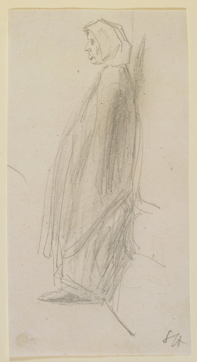 Esboço de perfil de uma mulher idosa de pé, 1858. de James Abbott McNeill Whistler