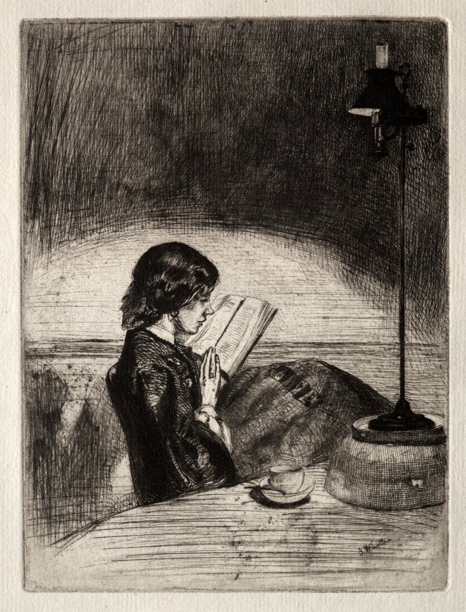 Leitura de Lamplight, 1859. de James Abbott McNeill Whistler