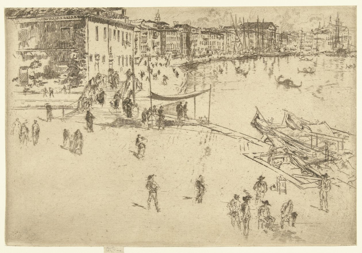 Riva del Sciavoni A Riva, nº. 2 Um conjunto de vinte e seis gravuras (título da série) de James Abbott McNeill Whistler