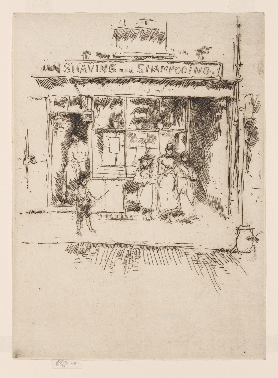 Barbear e lavar o cabelo, c.1886-88 (gravura; tinta sobre papel) de James Abbott McNeill Whistler
