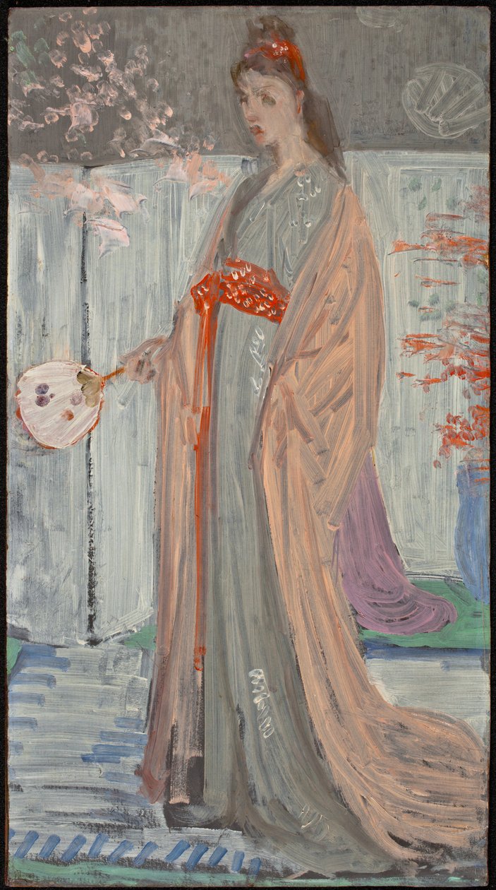 Esboço para Rose e Silver: A Princesa do País da Porcelana, 1863-64 (óleo sobre papelão) de James Abbott McNeill Whistler