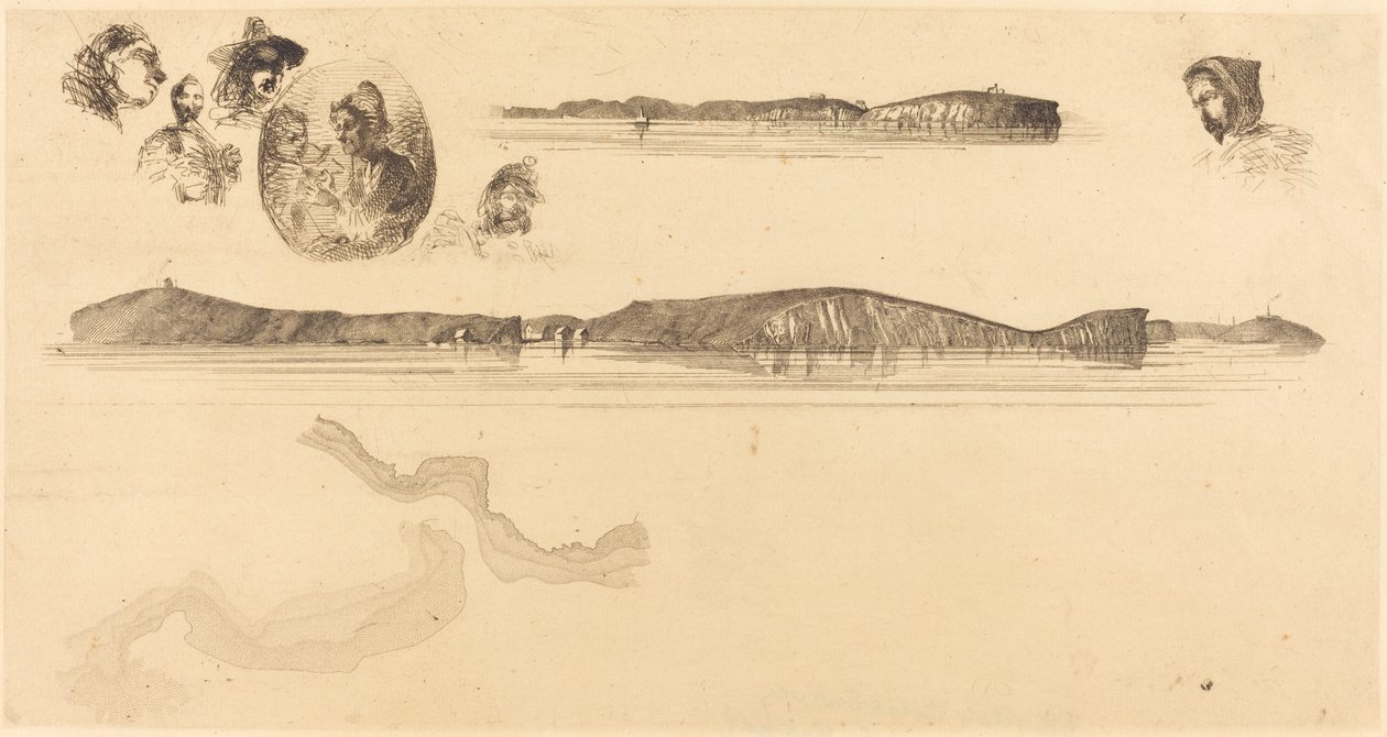 Esboços na Placa de Levantamento Costeiro, 18541855. de James Abbott McNeill Whistler