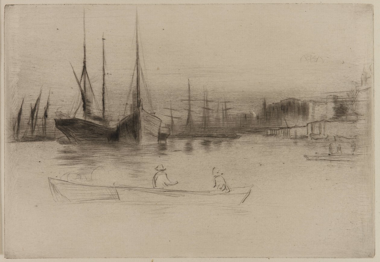 Barcos a vapor fora da Torre, 1875. de James Abbott McNeill Whistler