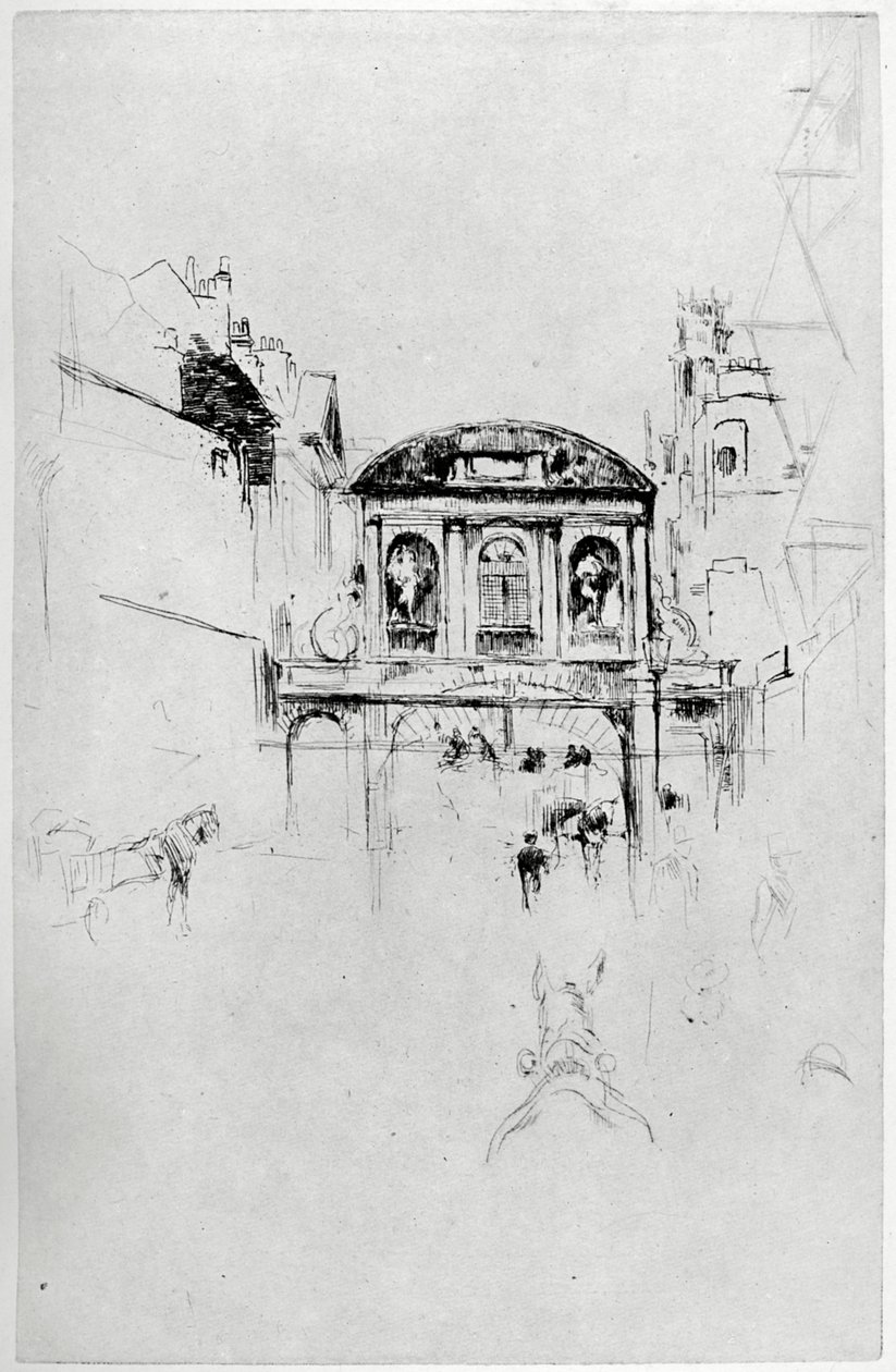 Temple Bar, século XIX, 1904. de James Abbott McNeill Whistler