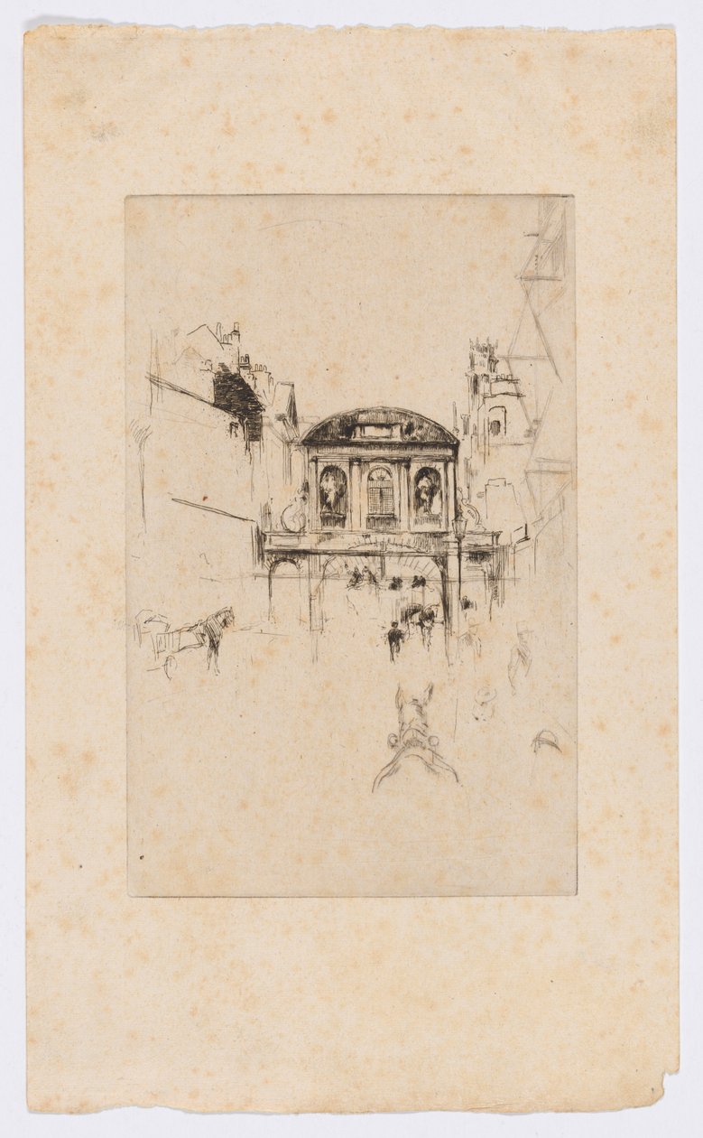 Temple Bar, c.1877 (gravura e ponta seca; tinta sobre papel) de James Abbott McNeill Whistler