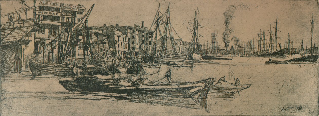 Armazéns do Tamisa, 1859, 1904 de James Abbott McNeill Whistler