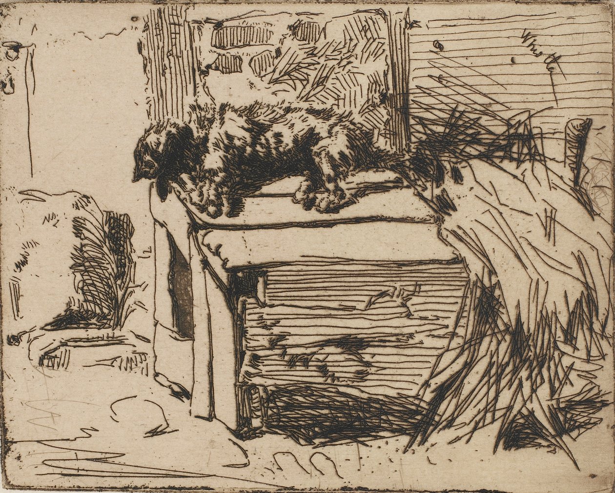 The Dog on the Kennel, 1858. de James Abbott McNeill Whistler