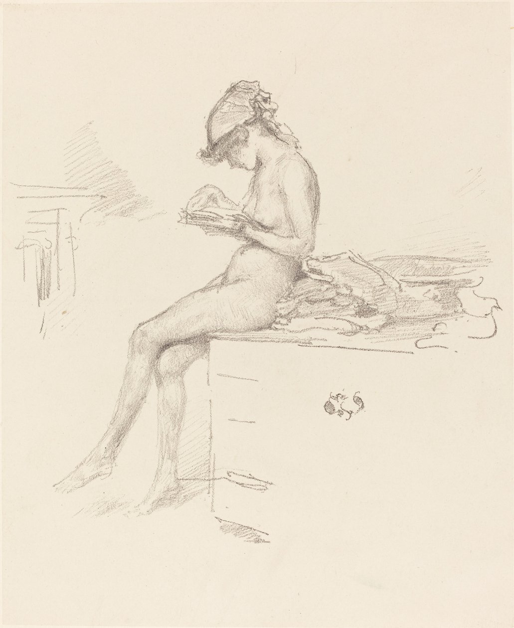 O Modelo Pequeno Nu, Leitura, 18891890. de James Abbott McNeill Whistler