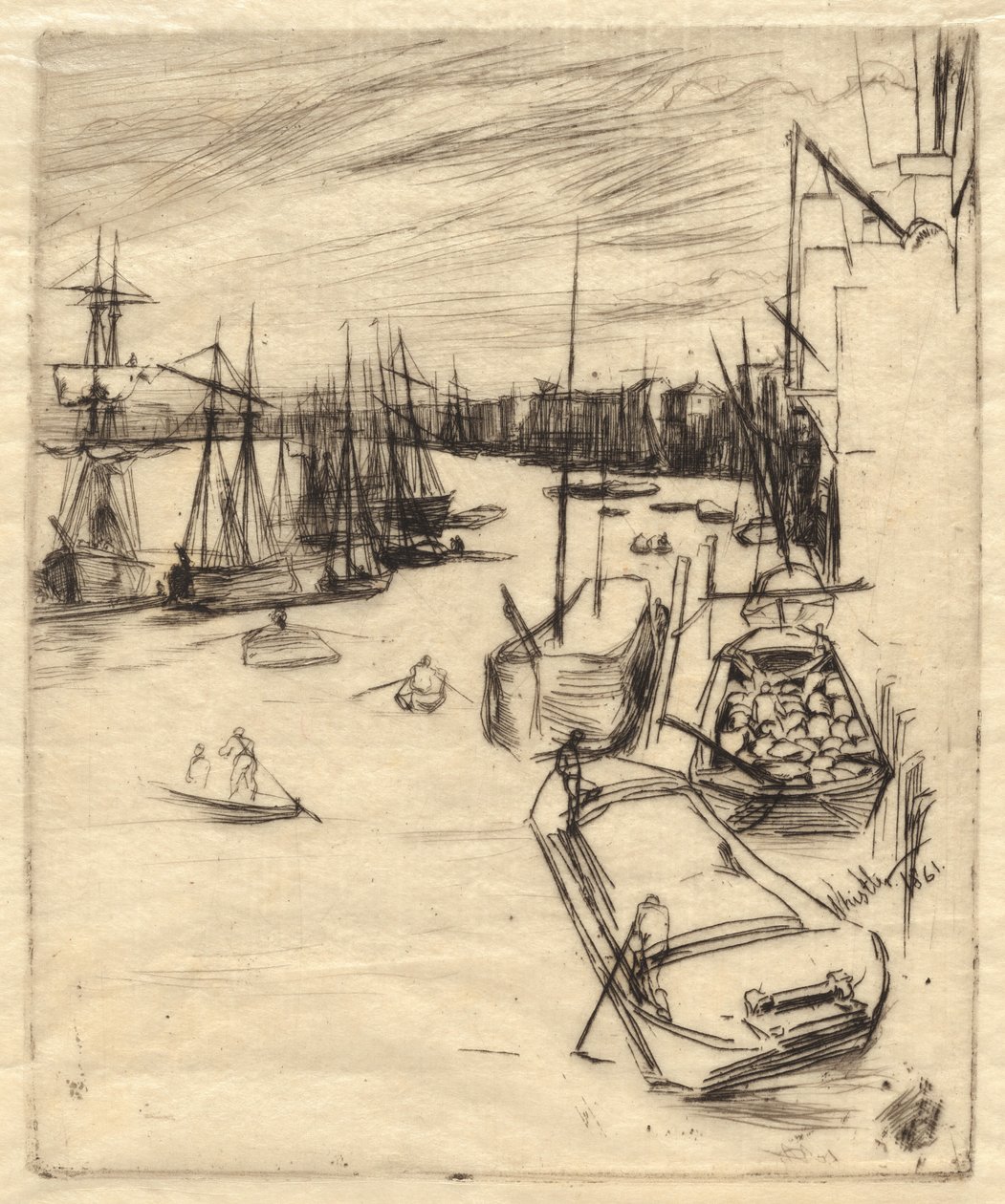O Pequeno Rotherhithe, 1861. de James Abbott McNeill Whistler
