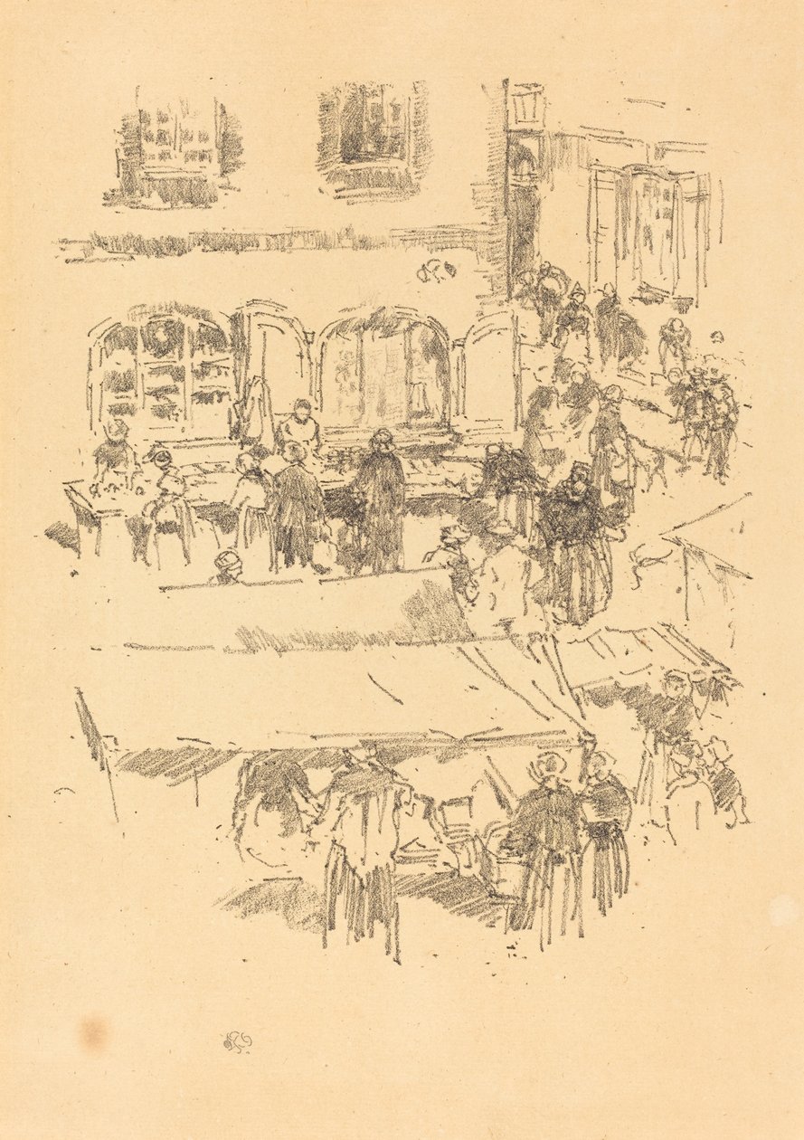 The Marketplace, Vitré, 1893. de James Abbott McNeill Whistler