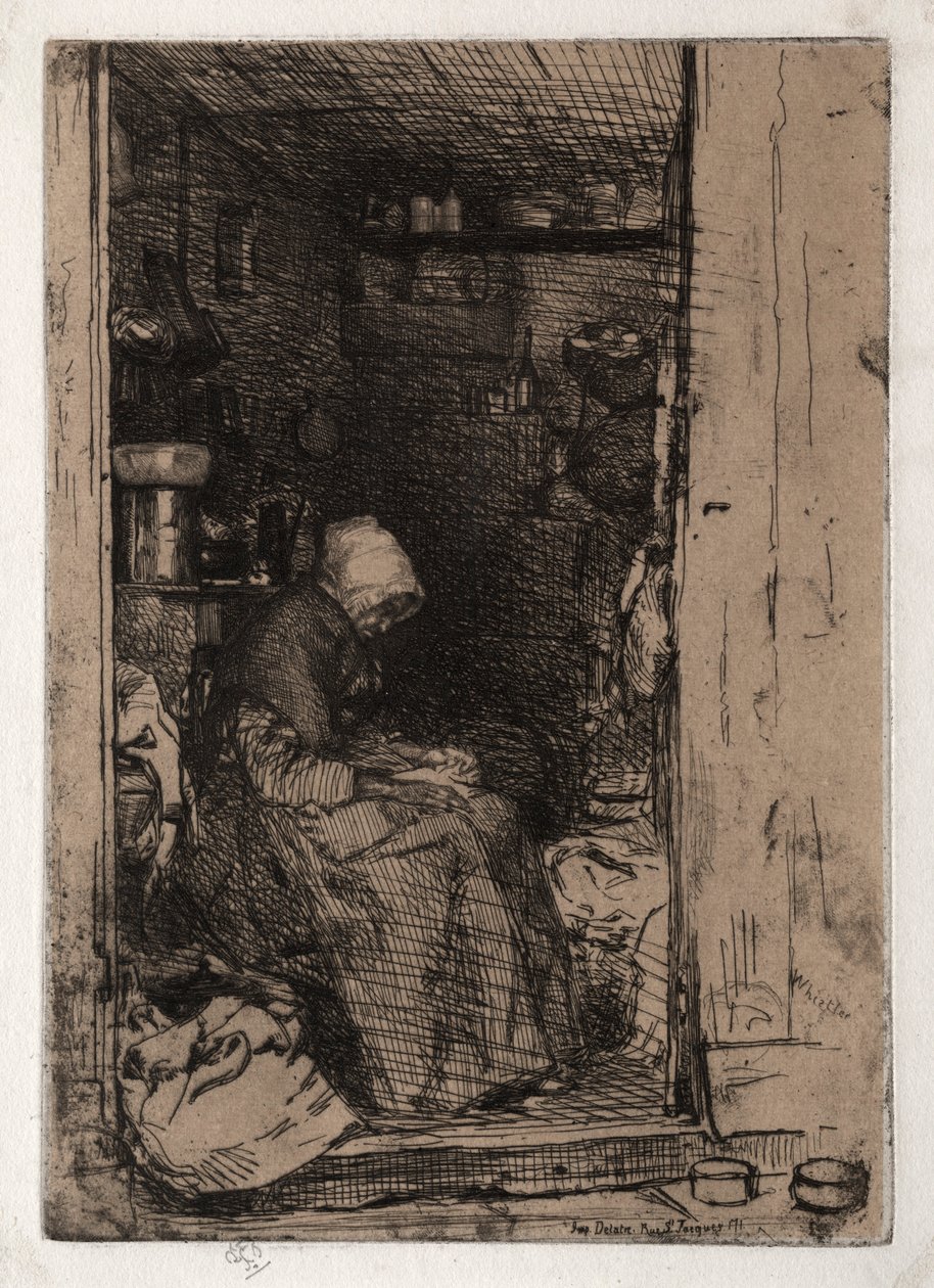 The Old Rag Woman, No. 10 de Twelves Etchings from Nature The French Set, 1858. de James Abbott McNeill Whistler