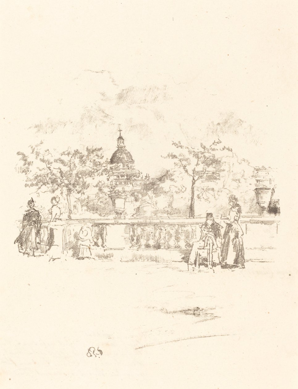 O Panteão, do Terraço dos Jardins do Luxemburgo, 1893. de James Abbott McNeill Whistler
