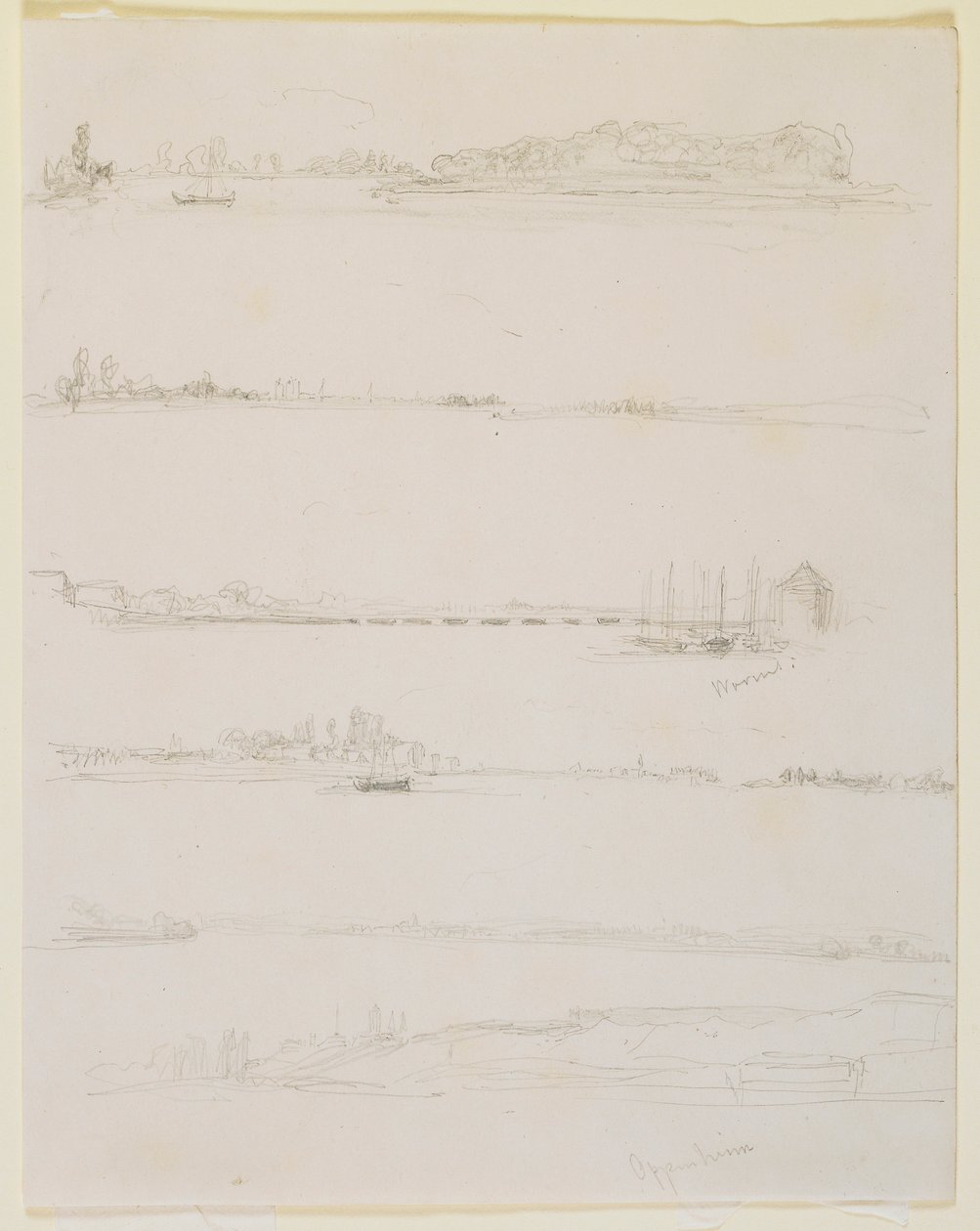 O Reno , perto de Worms e Oppeheim, 1858. de James Abbott McNeill Whistler
