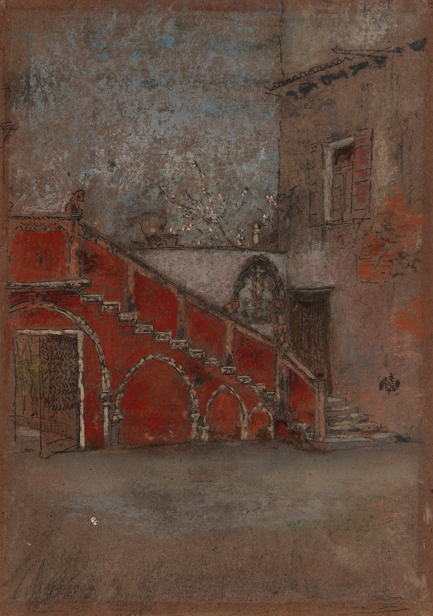 A escadaria: Nota em Vermelho, 1880. de James Abbott McNeill Whistler