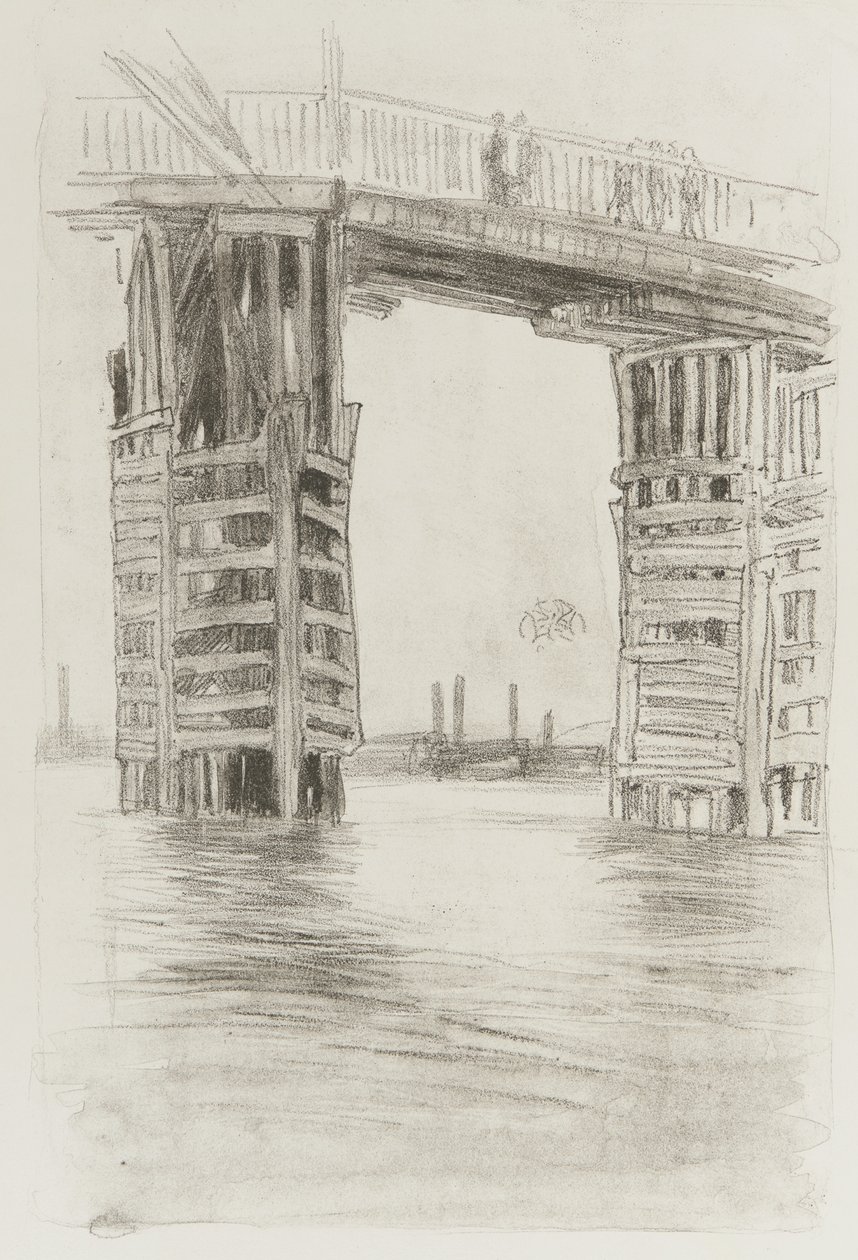 A ponte alta, 1878 (lithotint no papel) de James Abbott McNeill Whistler