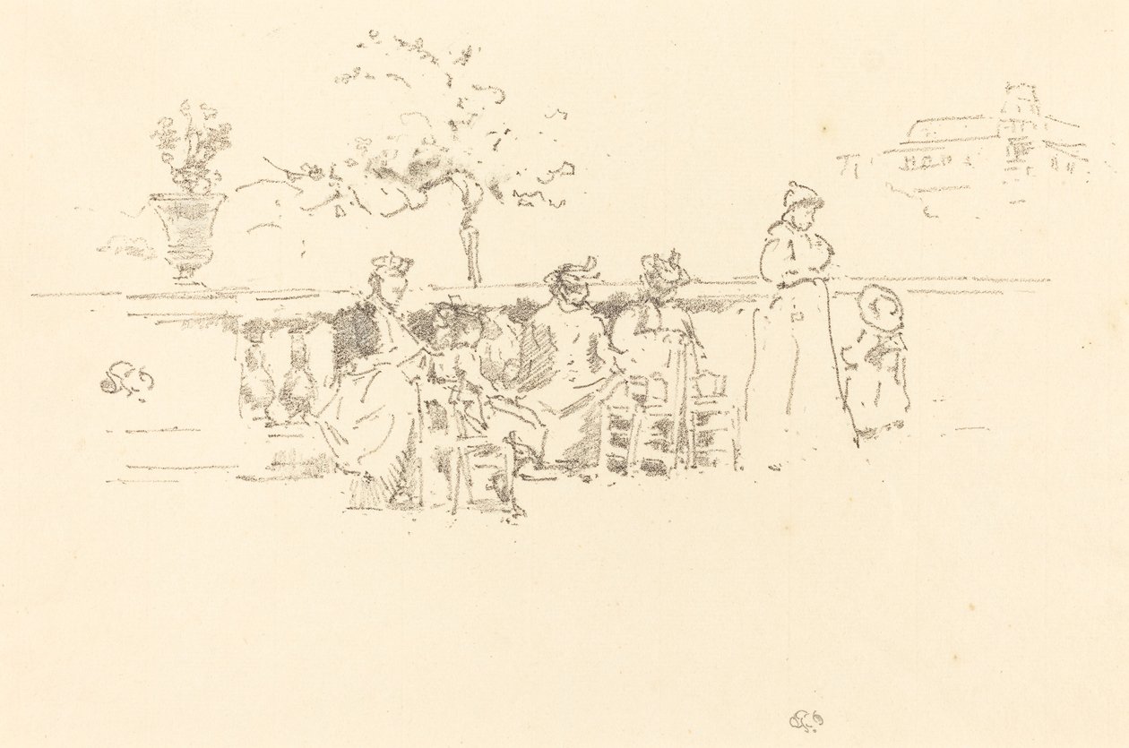 O Terraço, Luxemburgo, 1894. de James Abbott McNeill Whistler