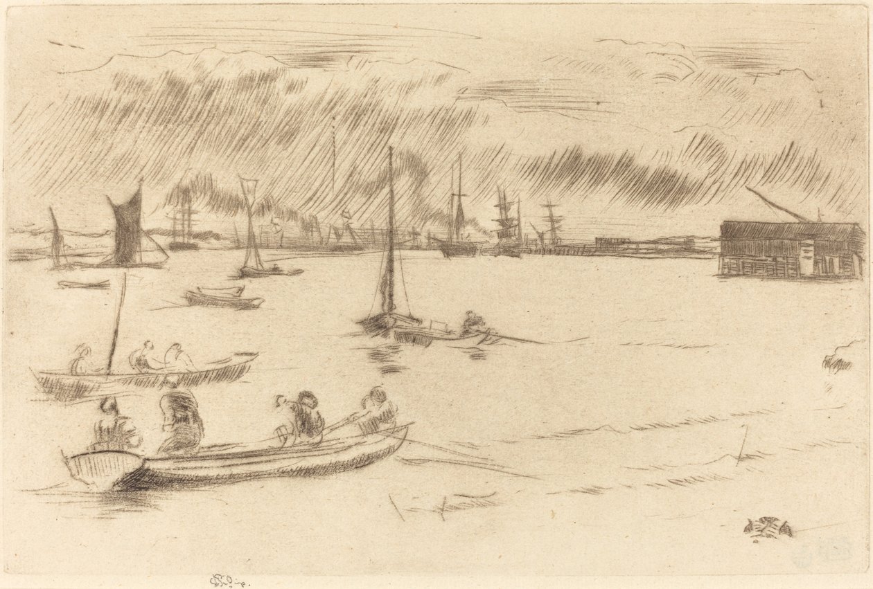O Tamisa em direção a Erith, c. 1877. de James Abbott McNeill Whistler