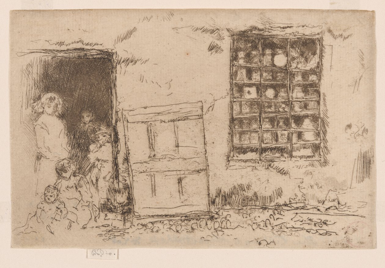 A loja de doces da aldeia, c.1884-86 (gravura; tinta sobre papel) de James Abbott McNeill Whistler