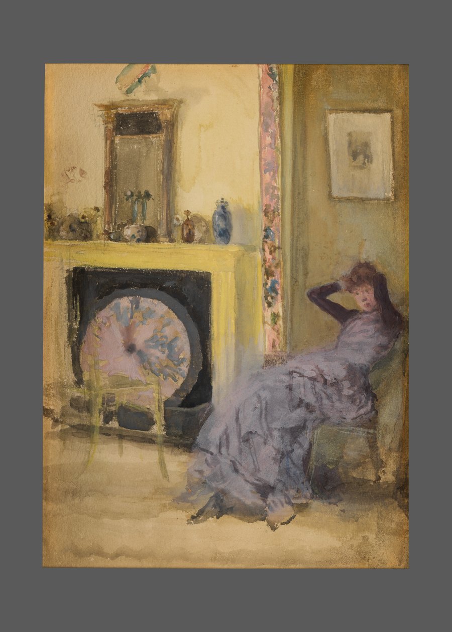 A Sala Amarela, c.1883-84 (aguarela e guache sobre papelão de James Abbott McNeill Whistler