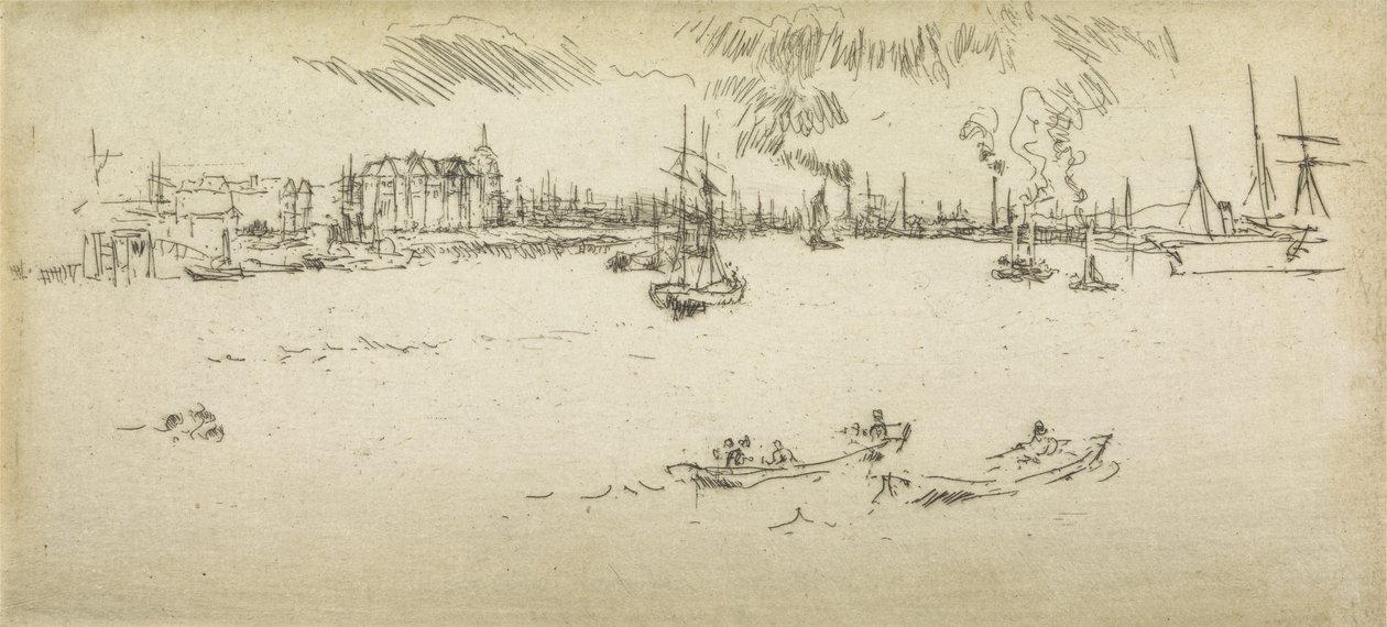 Tilbury, de um conjunto de doze gravuras intitulado The Naval Review, 1887 de James Abbott McNeill Whistler