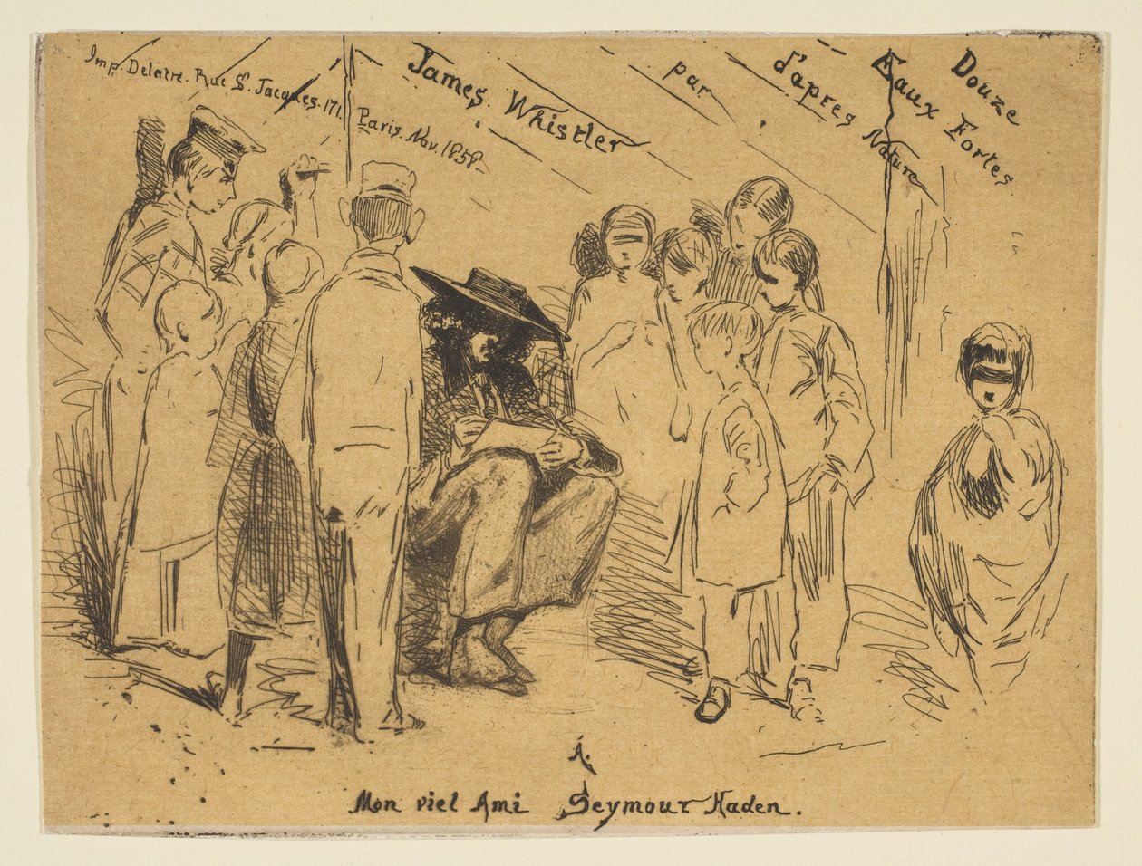 Página de rosto do conjunto francês Douze Eaux-Fortes dA après Nature, 1858. de James Abbott McNeill Whistler