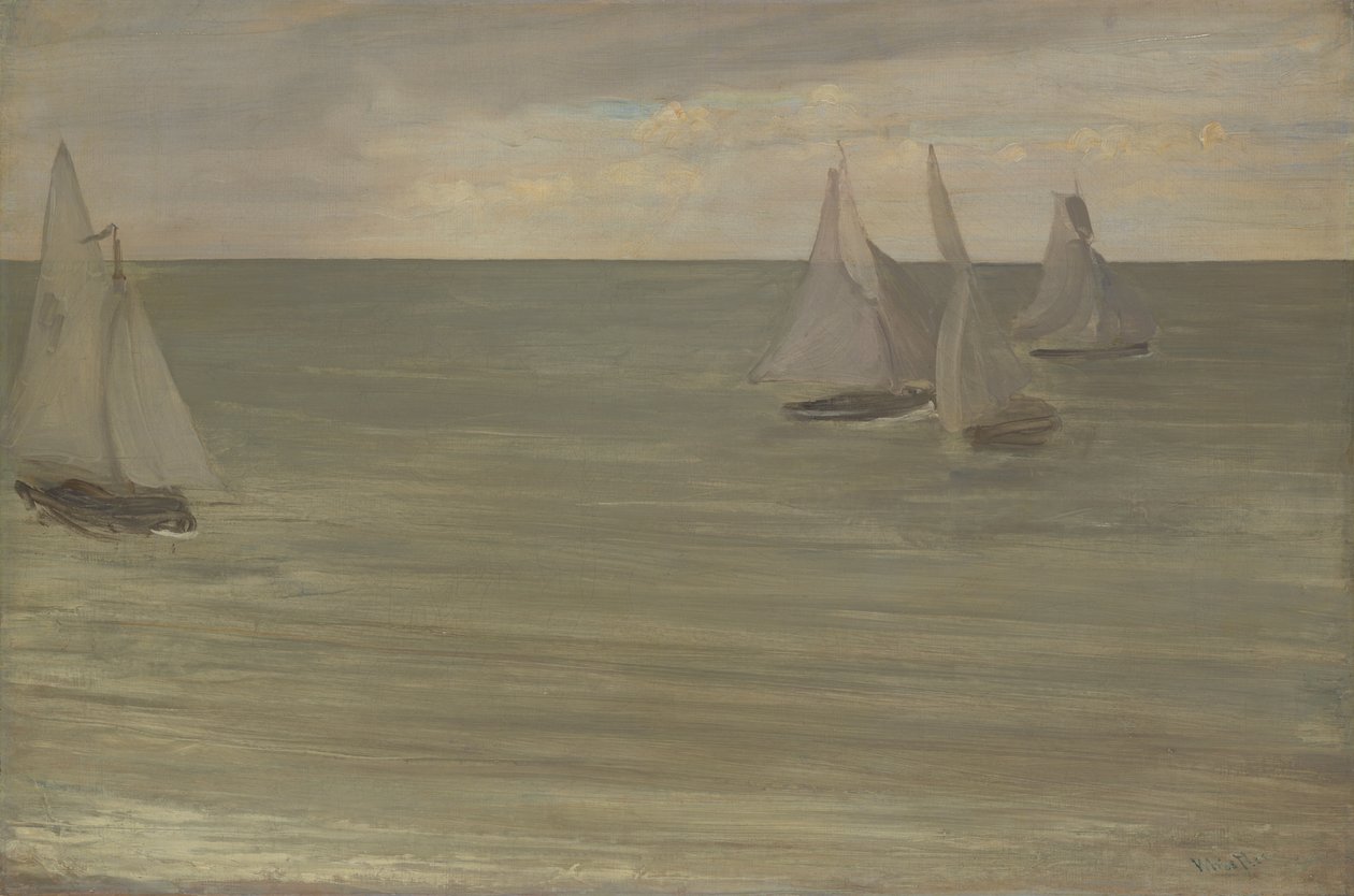 Trouville Grey and Green, o Mar de Prata, 1865. de James Abbott McNeill Whistler