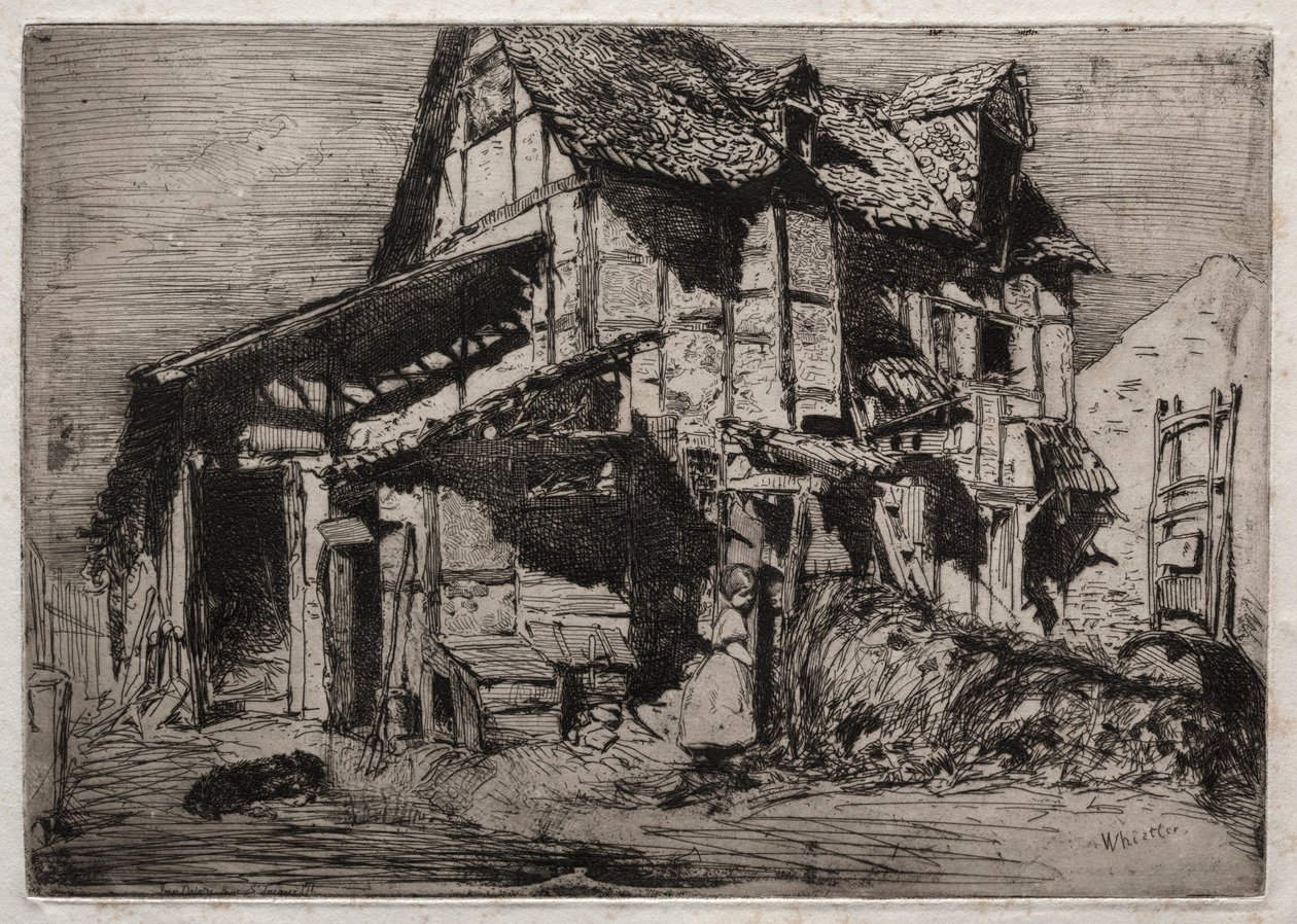 Doze gravuras da natureza: o cortiço inseguro, 1858. de James Abbott McNeill Whistler