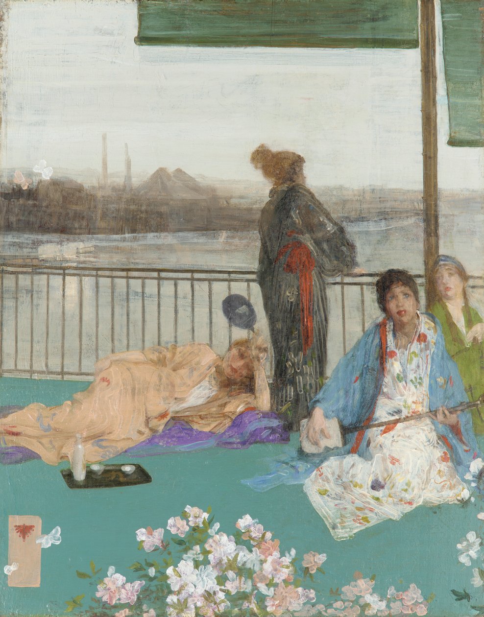 Variações na cor da carne e verde - The Balcony, 1864-1870, adições 1870-1879. de James Abbott McNeill Whistler