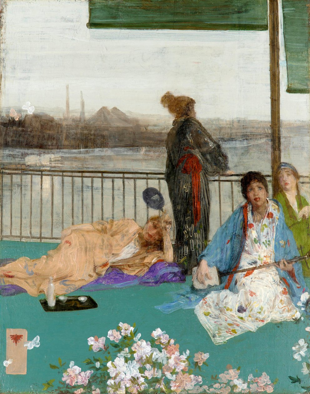 Variações na cor da carne e no verde: The Balcony, c. 1870 de James Abbott McNeill Whistler