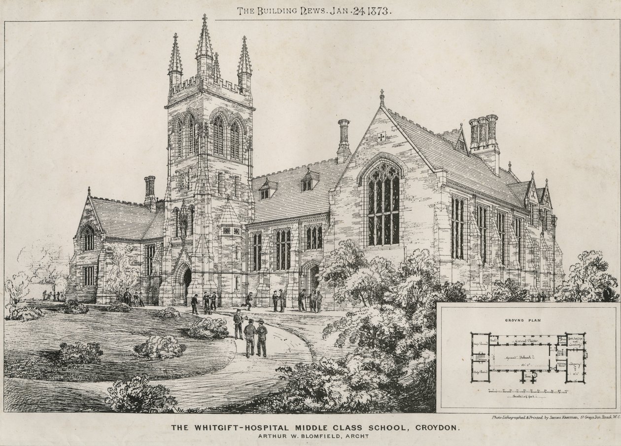 Escola de Classe Média do Hospital Whitgift, Croydon, 1873 de James Akerman